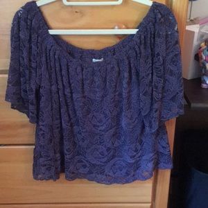 off the shoulder purple top